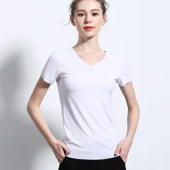 

2020 new Korean version of solid color skin-friendly slim all-around slimming short sleeves
