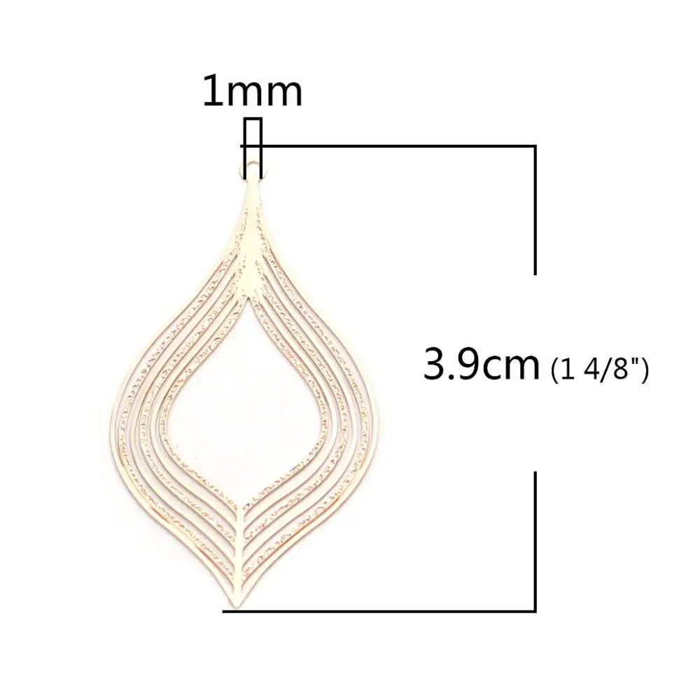 2 DoreenBeads модные медные кулоны Серебристые листья в полоску цветок лотоса Филигранное тиснение для самодельных ювелирных изделий, 20 шт - Окраска металла: 2