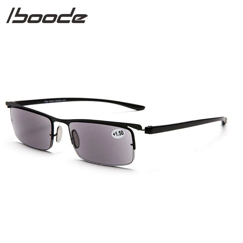 

IBOODE Square Half Frame Sun Reading Glasses Women Men Semi Rimless Presbyopic Eyeglasses Female Male Anti UV Hyperopia Eyewear