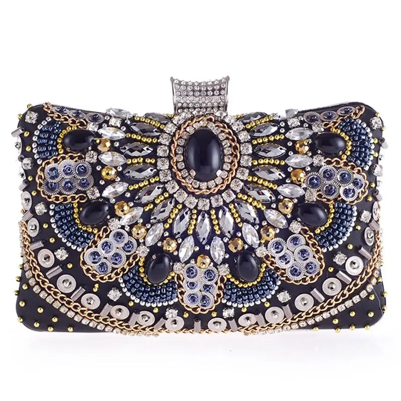 

ABZC-Women Evening Clutch Bag Ladies Diamond Crystal Day Clutches Purses Female Wedding Party Bridal Handbag With Chain