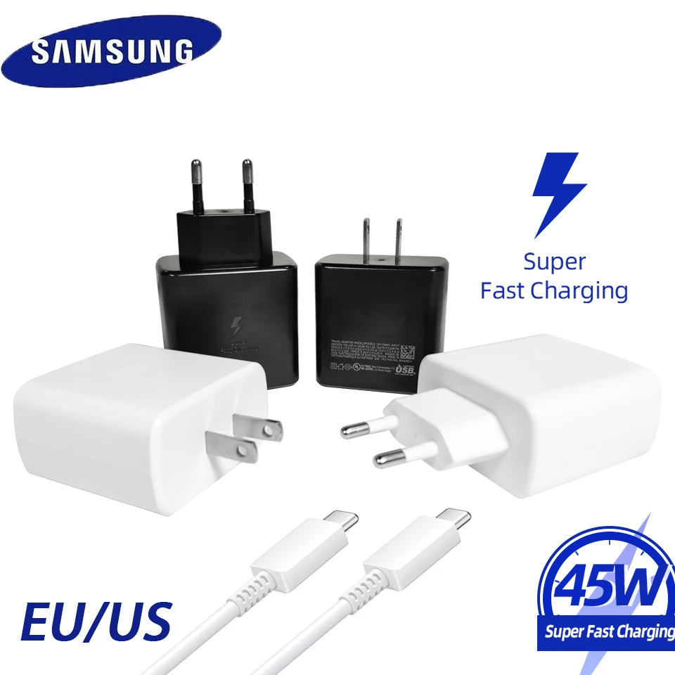 airpods usb c Samsung S20 S22 Ultra 45W Original Super Fast Charger PD Quick Charge Adapter TypeC For Galaxy S20Plus Note 10+ A90 A80 Tab S7+ charger 100w