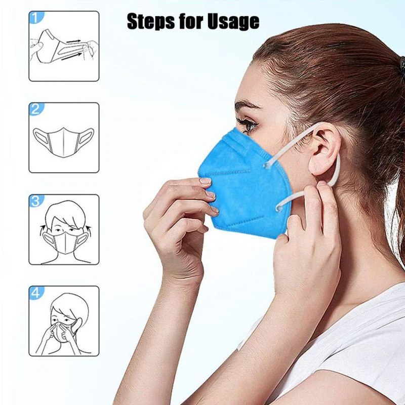 

KN95 Blue White Filter Mask Outdoor PM2.5 Anti-Flu Coronavirus 5-Layer Anti-Dust Face Masks Hot Hot