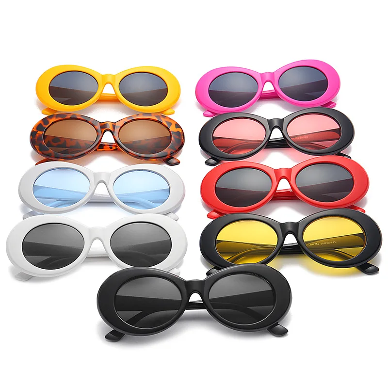 Original Oval Sun Glasses Men Women Retro PC Round Bold Thick Frame Sunglasses White Outdoor Eyeglasses UV400 Unisex | Аксессуары для
