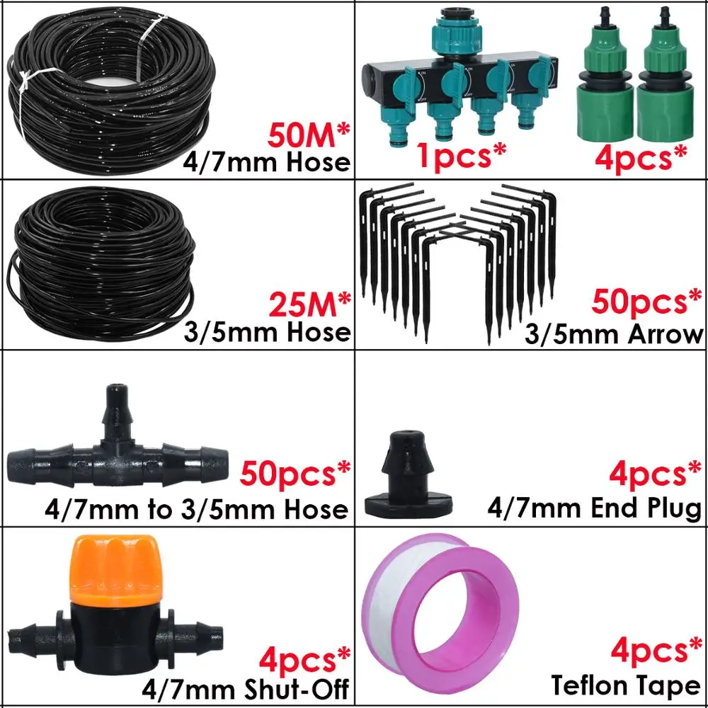 KESLA Greenhouse Elbow Emitter Automatic Drip System 4/7 to 3/5mm Hose Garden Watering Irrigation Kit for Home Bonsai Plants 6