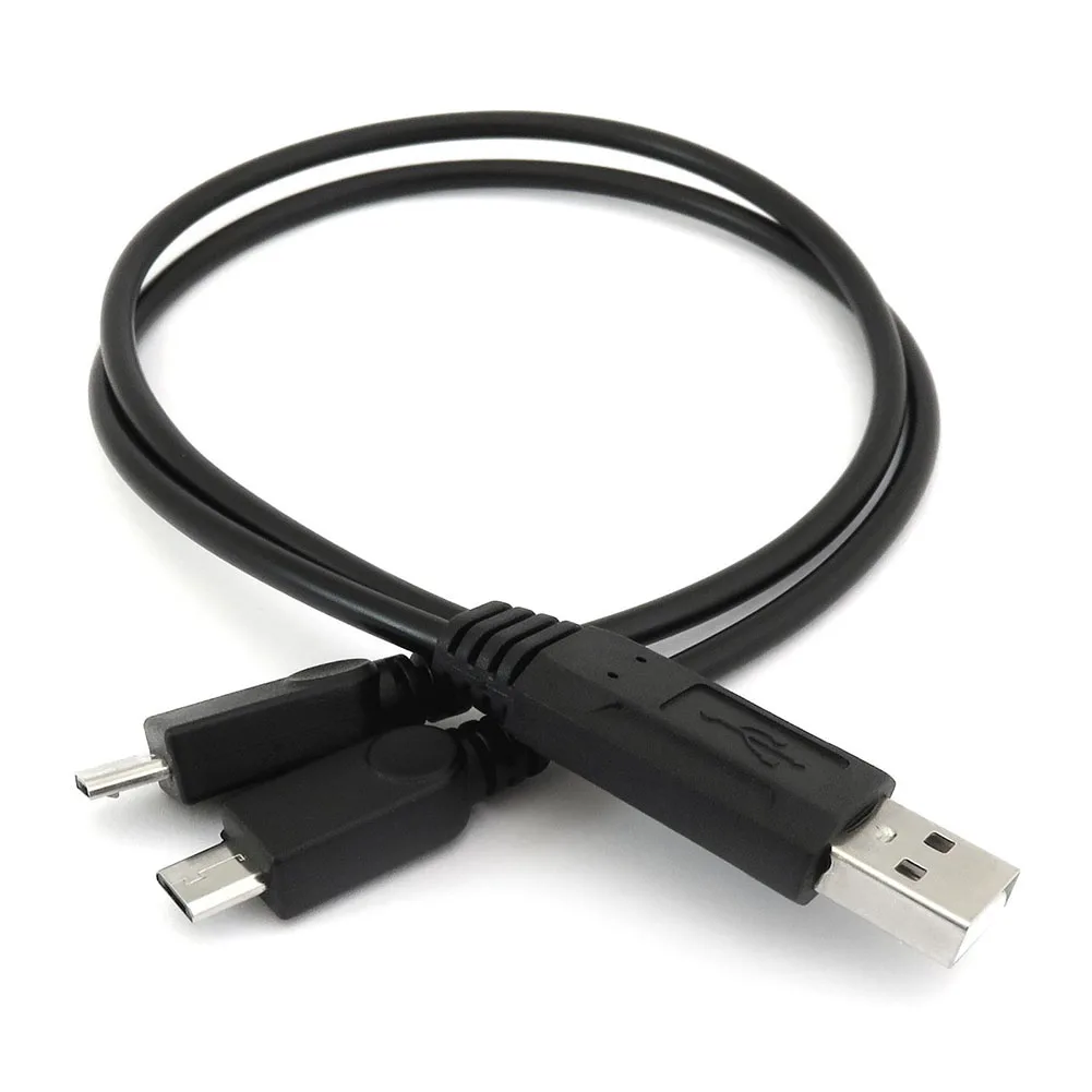 USB 2,0 type A Мужской Двойной микро-usb Y сплиттер зарядный кабель для передачи данных OD889