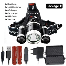  30000lm Head Lamp Zoomable Aluminum Headlamp Light Flashlight Torch Fishing XM-L T6 Led Bulbs Camping 30w Lithium Ion Lanterna 