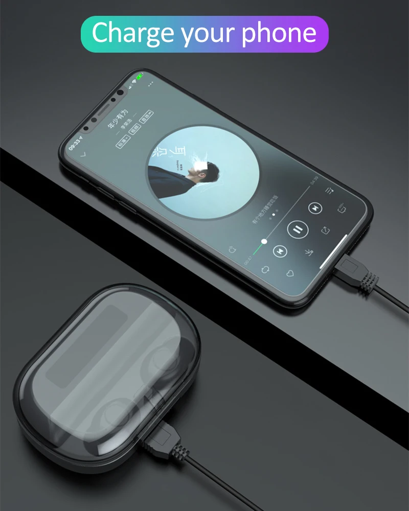 V12 цифровой дисплей Беспроводные наушники с сенсорным управлением микрофон мини Bluetooth наушники Спортивная Музыкальная гарнитура с зарядным ящиком для хранения