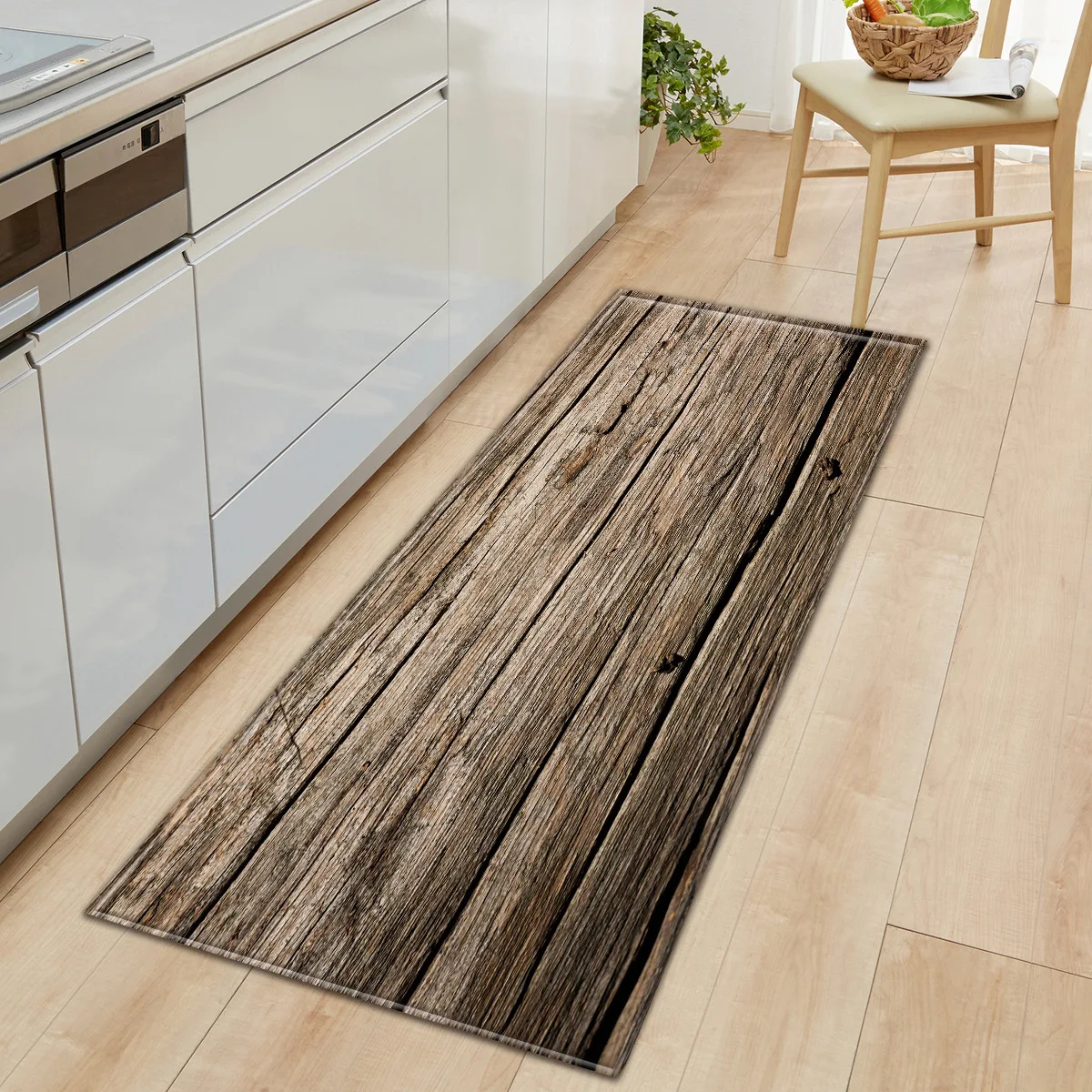Wood Grain Pattern Floor Mat Geometric Modern Non Slip Wrinkle Wood Grain Pattern Floor Mat Geometric