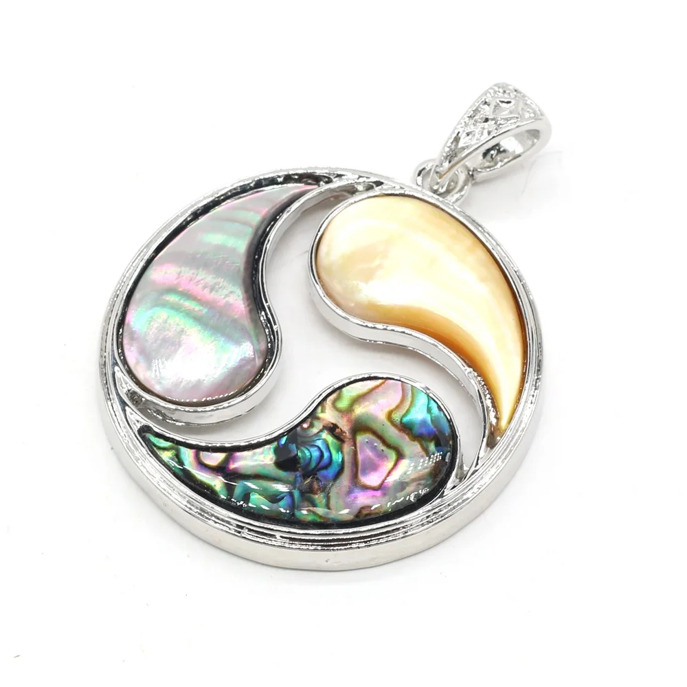 New Style Natural Shell Pendant Round Silver Color Alloy for Jewelry Making DIY Women Necklace Accessories 42x42mm | Украшения и