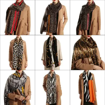 

Womens Winter Oversized Large Scarf Shawl Classic Animal Leopard Snakeskin Printed Thicken Warm Knitted Blanket Wraps