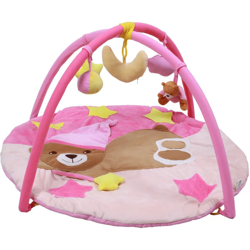 

Blue Pink Cap Bear Music Game Blanket Infant Fitness Bracket Crawl Pad Baby Educational Toy 0-12 Month-Aged 1-2 Years