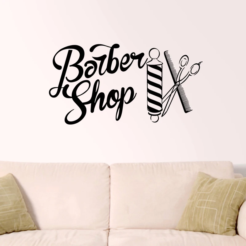Barber Shop Sticker Chop Bread Decal Haircut Shavers Posters Vinyl Wall Art Decals Decor Windows Decoration Mural Ml003