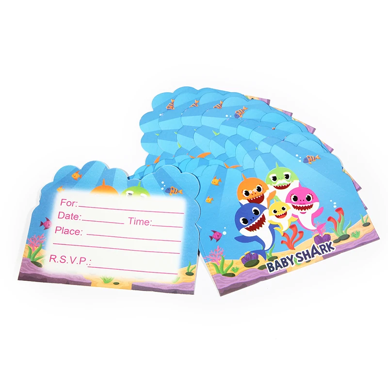 

10Pcs/lot Shark baby Theme Paper invitation card Party decoration Baby Happy Birthday wedding event party supplies for kids