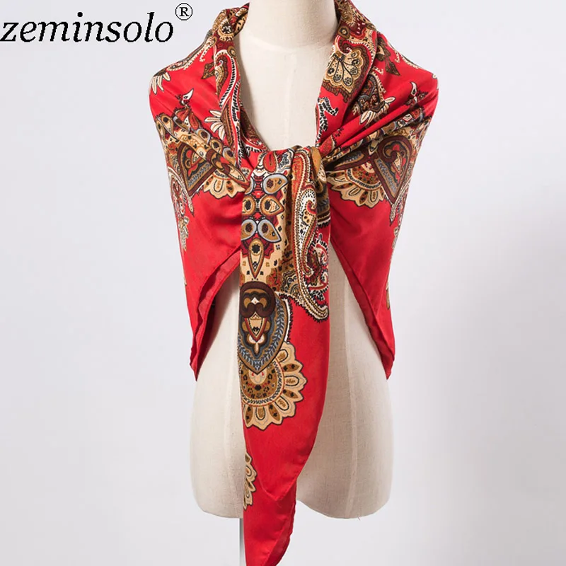 Красный Zeminsolo Lady винтажный мягкий хлопковый шарф бандана новая женская мода палантины женский шарф Обертывания хлопковые шарфы шали 120*120 см - Цвет: Красный