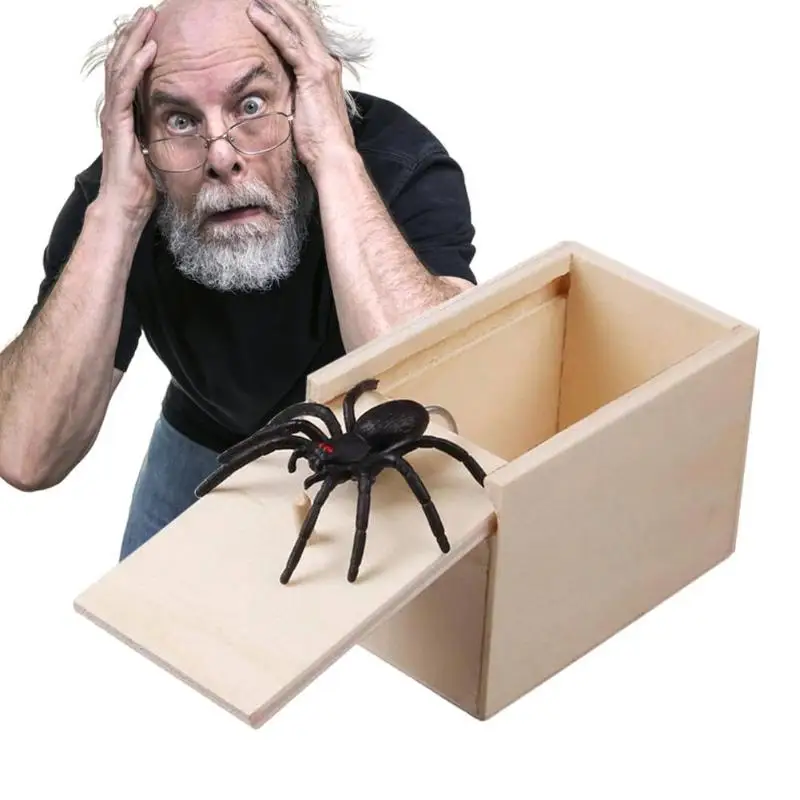 Шалость игрушка сюрприз коробка животное паук деревянная коробка практическая забавная шутка озорная игрушка подарок страшная целая кричащая игрушка