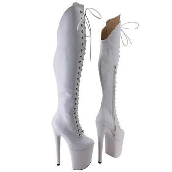 

Leecabe White PU UPPER 20CM/8Inch Women's Platform disco party High Heels Pole Dance boot
