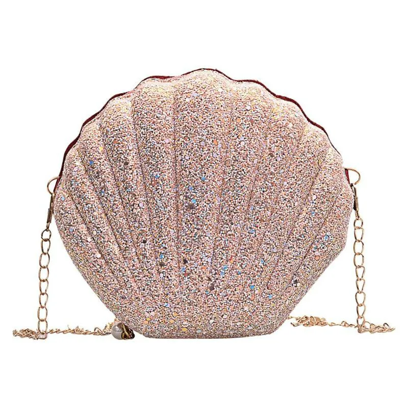

Cute Sequins Small Shell Bag Shoulder Handbags Phone Money Pouch Chain Crossbody Bags for Women