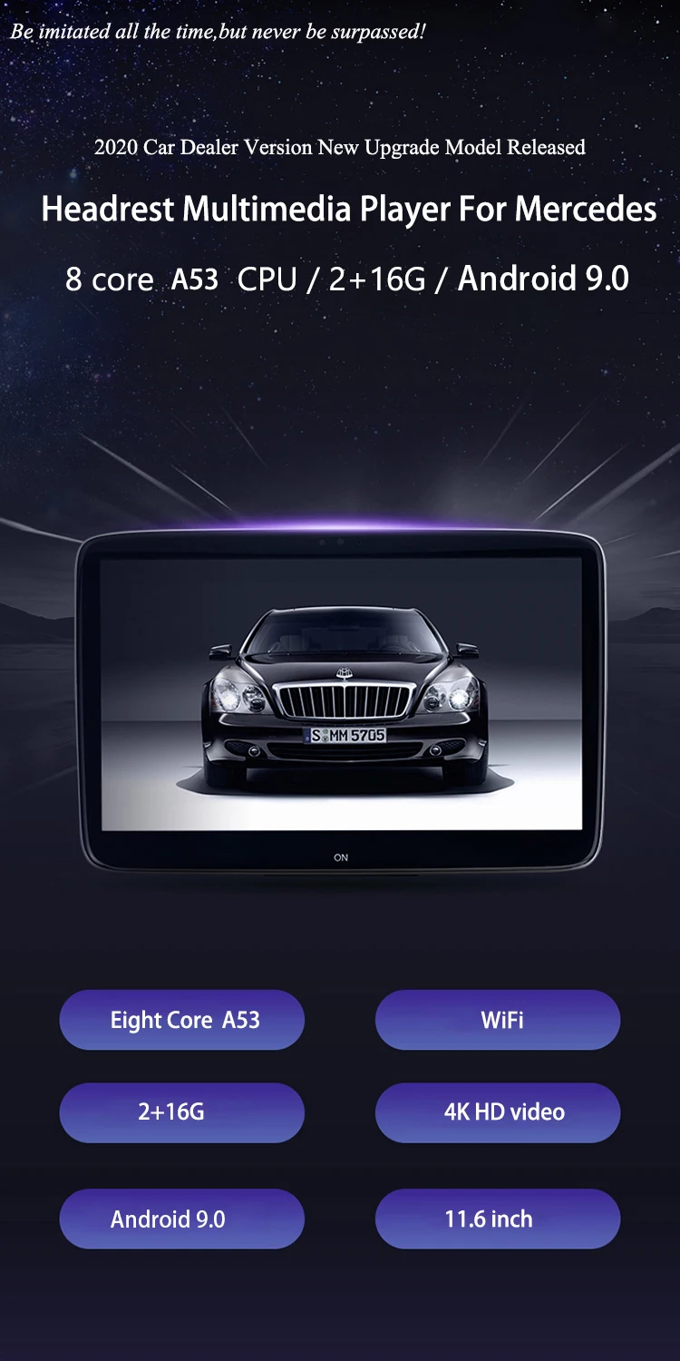 Plug and Play 11.6 Car Rear Seat Entertainment System for Mercedes-Benz Android 9.0 1080P 4K WiFi Car Video