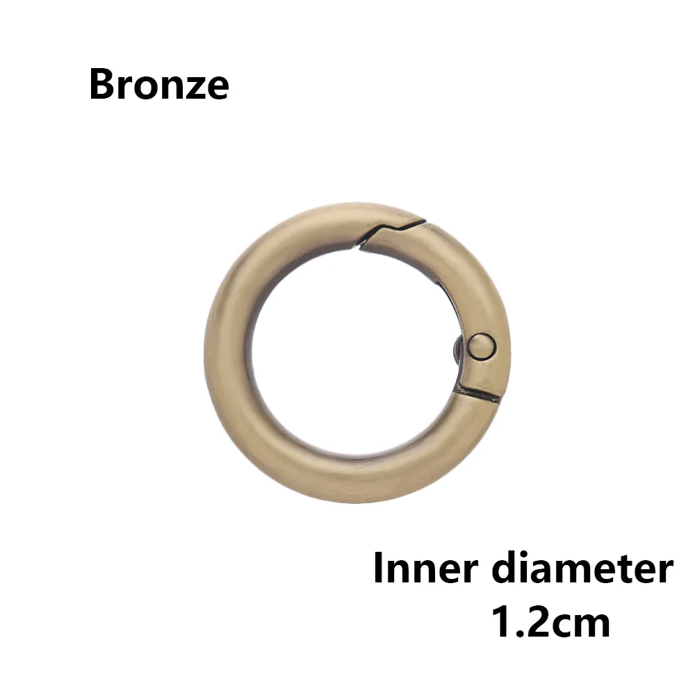 bronze 1.2cm 2 шт., оцинкованный сплав, пружина для ворот, уплотнительное кольцо, пряжки-зажимы, карабин, кошельки, сумки, Круглый пусковой крючок, карабин - Цвет: bronze 1.2cm