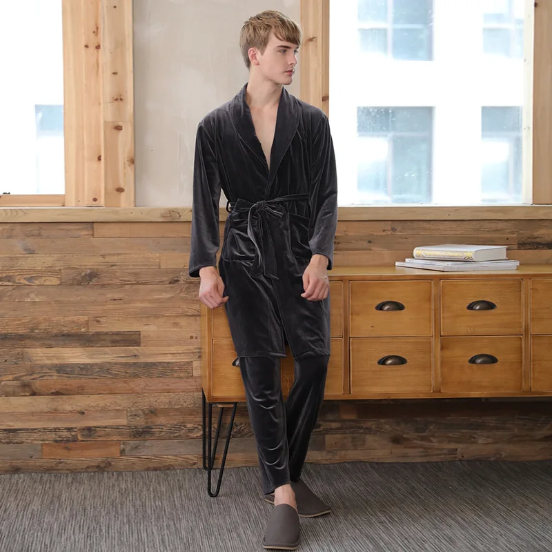 

Yao ting Velvet Suede Autumn & Winter Pajamas Men Women's Robes Trousers Set Tracksuit-Outer Wear Sr372