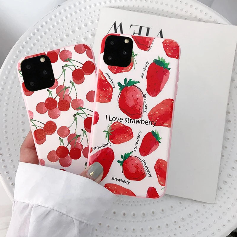 Подходит для iPhone 11 Pro чехол телефона с клубничным рисунком SE 2020 X XR XS Max 6S 7 8 7Plus
