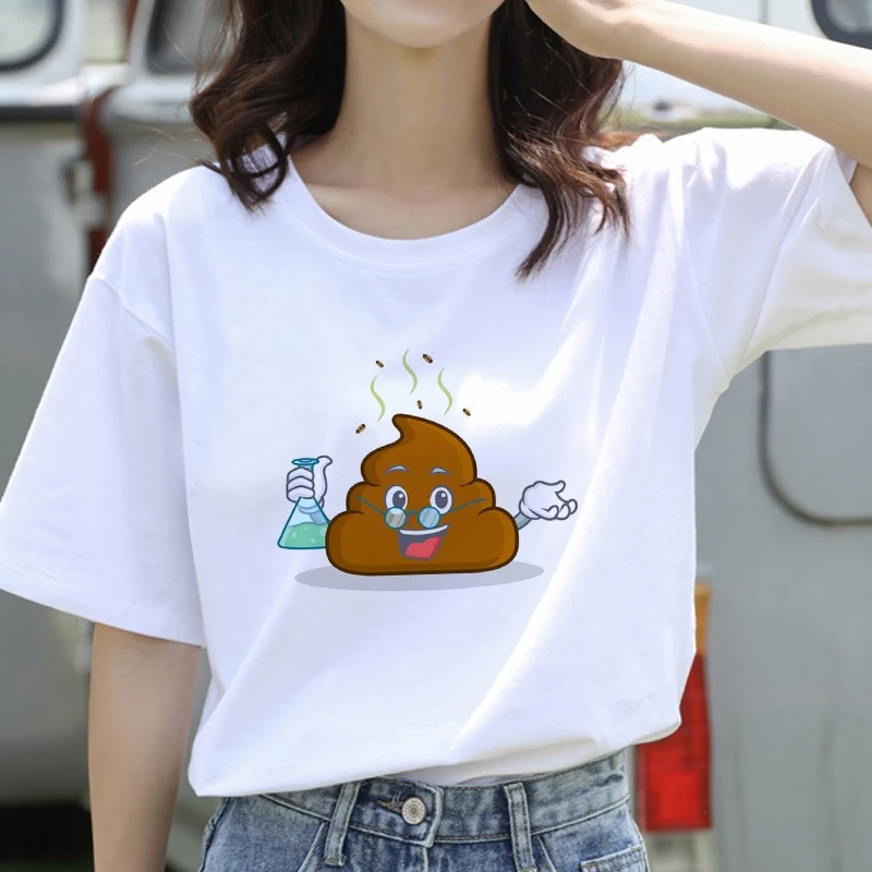 

Make a fun of Shit Print T Shirt Women Harajuku Spoof Personality T Shirt Loose Top Tee Funny Women Short Sleeve T-shir