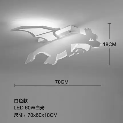 Огнедышащий дракон, потолочный светильник для мальчика, спальни, детской комнаты, мультяшный Креативный светодиодный потолочный светильник с динозавром - Цвет корпуса: white lamp