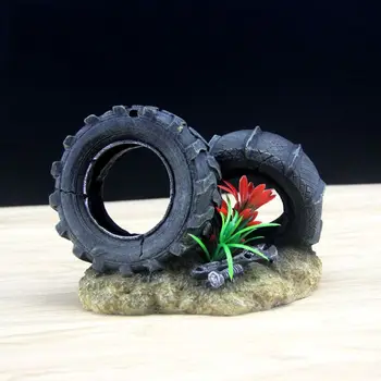 

Resin Tire Cave Ornament, Betta Fish Accessories, Aquarium Decorations Wood House Small and Medium Fish Tank Dec