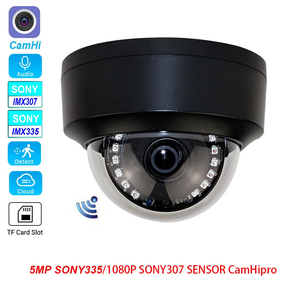 CamHi Wifi Indoor Wireless IP Camera Dome H.265 1080P SONY imx307 5MP Sony imx335 Ai Human Dection TF Card Slot Motion Dtection |