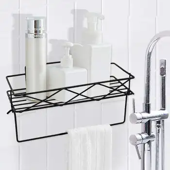 

New Metal Kitchen Hanging Holder Bathroom Towel Holder Storage Rack Draining Shelf Organizer no drilling white black