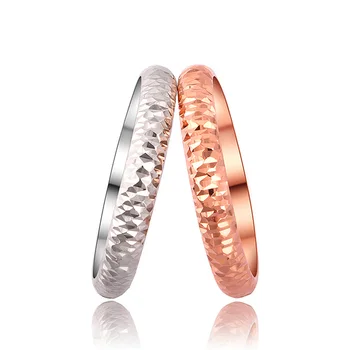 

Glitzy 18k Pure Real Solid Gold Rings Unisex Men Women Girl Lover Wedding Engagement Proposal Bands Fancy Jewelry 2019 Hot Sale