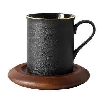 

Nordic Style Retro Frosted Gilt Edging Porcelain Cup Mug Solid Color Household Minimalist Coffee Cup Water Cup with Base