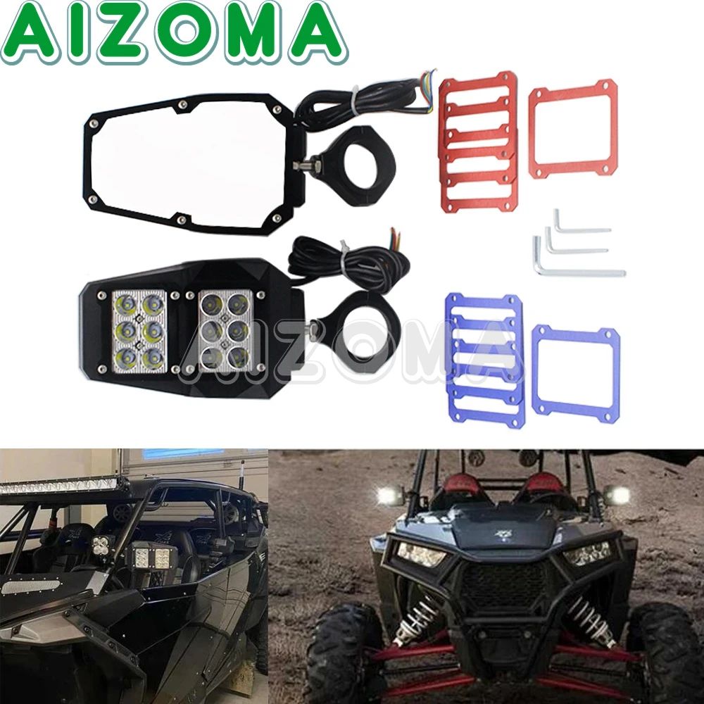UTV Rear View Side Mirrors w// LED Light for Polaris RZR Fit 1.5/"-2/" Roll Cage