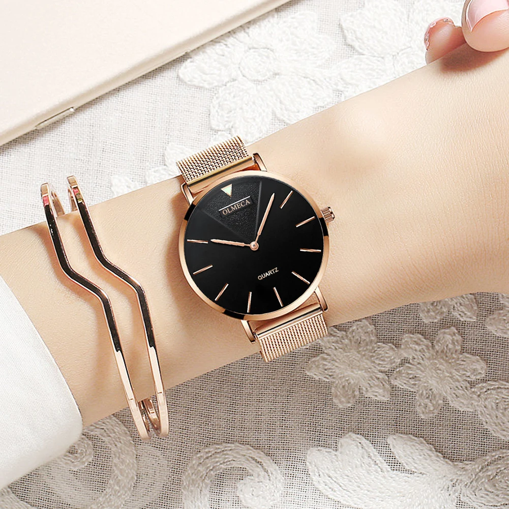 OLMECA женские часы с сетчатым ремешком часы люксовый бренд часы Reloj Mujer водонепроницаемые кварцевые часы в подарок Relogio Feminino