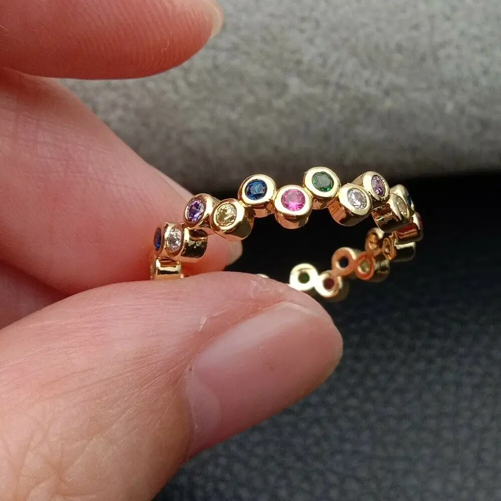 Новое кольцо для женщин, многоцветный Цирконий, кольцо вечности, Радужное кольцо на палец