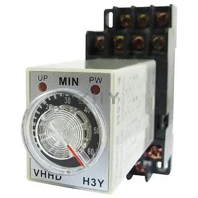 

AC 220V 0-60 Minute 60m Timer Power On Delay Time Relay 14 Pin H3Y-4 + Socket