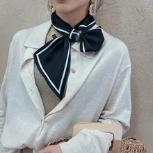 

Elegant Small Vintage Skinny immitation silk Collar Scarf women Hair Band Women Head Neck scarves