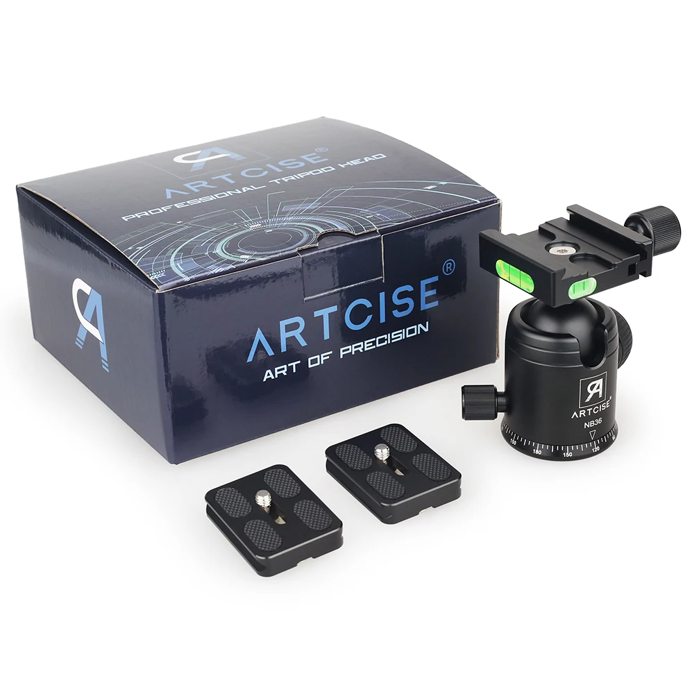 ARTCISE NB36 Tripod Head Panoramic Tripod Ball Head CNC Anodized Ballhead for DSLR Camera Extra Quick Release Plate as a Gift