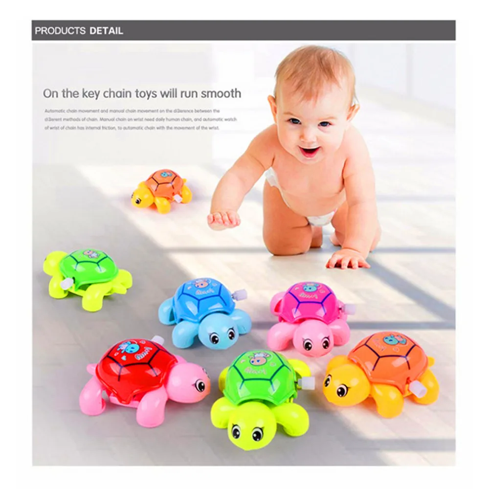 Cute Cartoon Animal Clockwork Tortoise Baby Turtles Toys Infant Crawling Wind UpToy Educational Kids Classic Toy Random Color