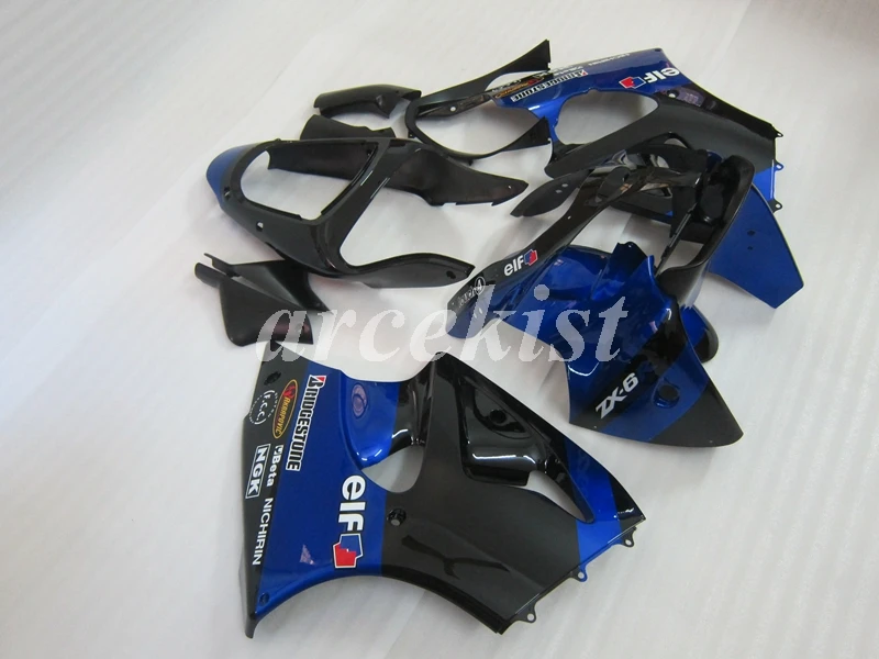 Свободный изготовленный на заказ ABS Обтекатели комплект подходит для kawasaki Ninja ZX6R 636 2000 2001 2002 6R 00 01 02 ZX-6R ZZR600 цвет синий, черный; Большие размеры 34–43 эльф