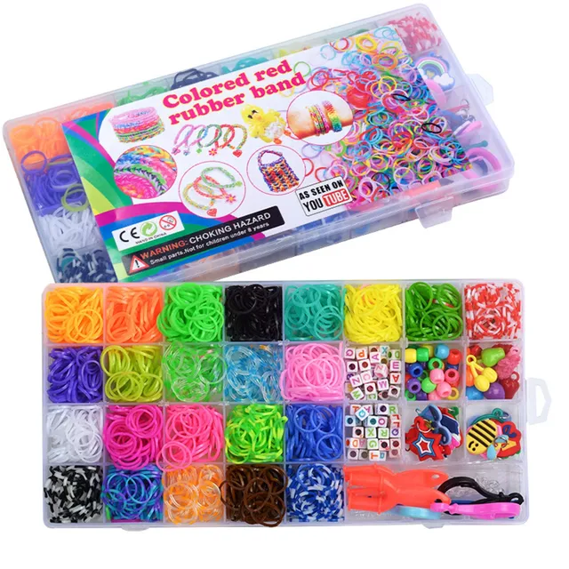 1500 Pieces Rainbow Rainbow Rubber Band DIY Handmade Bracelet Tool Kit Beaded Toys For Girls Elastic Craft Toy Christmas Gifts 3