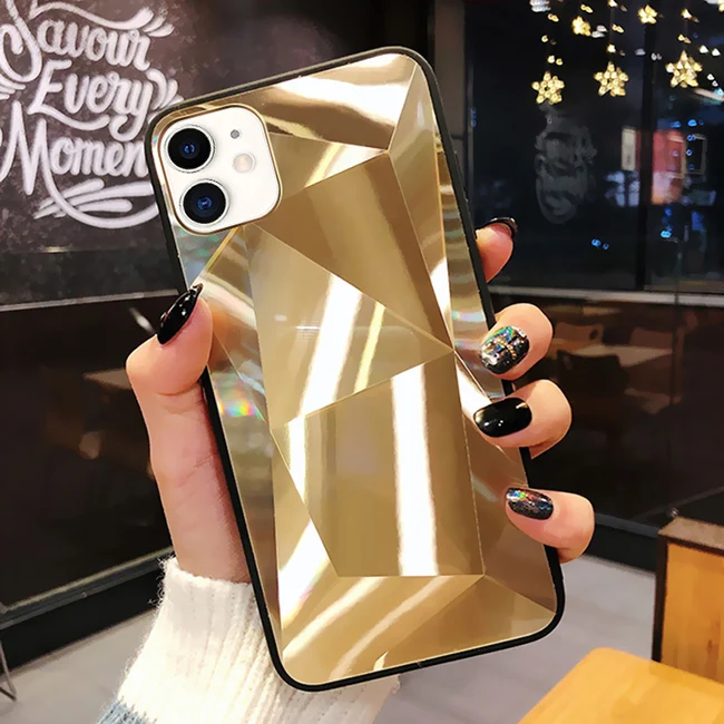 Чехол со стразами для iphone 11 pro xr xs max 7 8 6s plus, чехол funda etui, аксессуары, роскошный мягкий чехол с краями, задняя крышка из поликарбоната - Цвет: gold