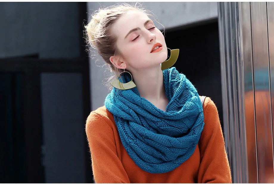 Модный вязаный снуд, шарф, теплый зимний женский шарф, кашемировый снуд для женщин, шарф, бесконечные шарфы, круглый шарф-кольцо