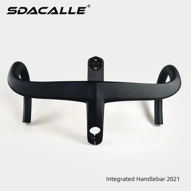 New ALANERA Full Black Carbon Road Bike Intergrated Handlebar For 28.6mm Fork Steer With Headset Spacers And Computer Mount