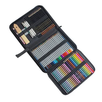 

73Pcs Drawing Pencils Set Sketch Colored Pencils Watercolor Metallic Oily Complete Beginner Kit Art Supplies With Canvas Case