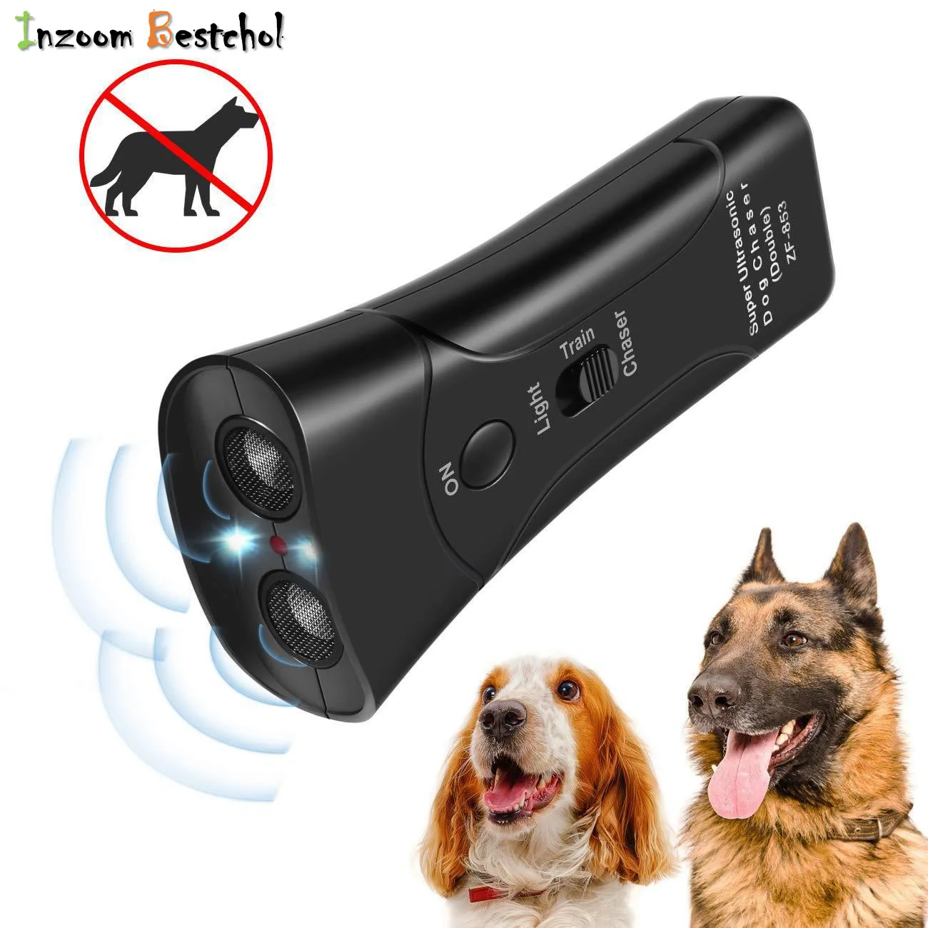 Repelente antiladridos para perros y mascotas, entrenador aparato de entrenamiento con linterna LED ultrasónica, no incluye