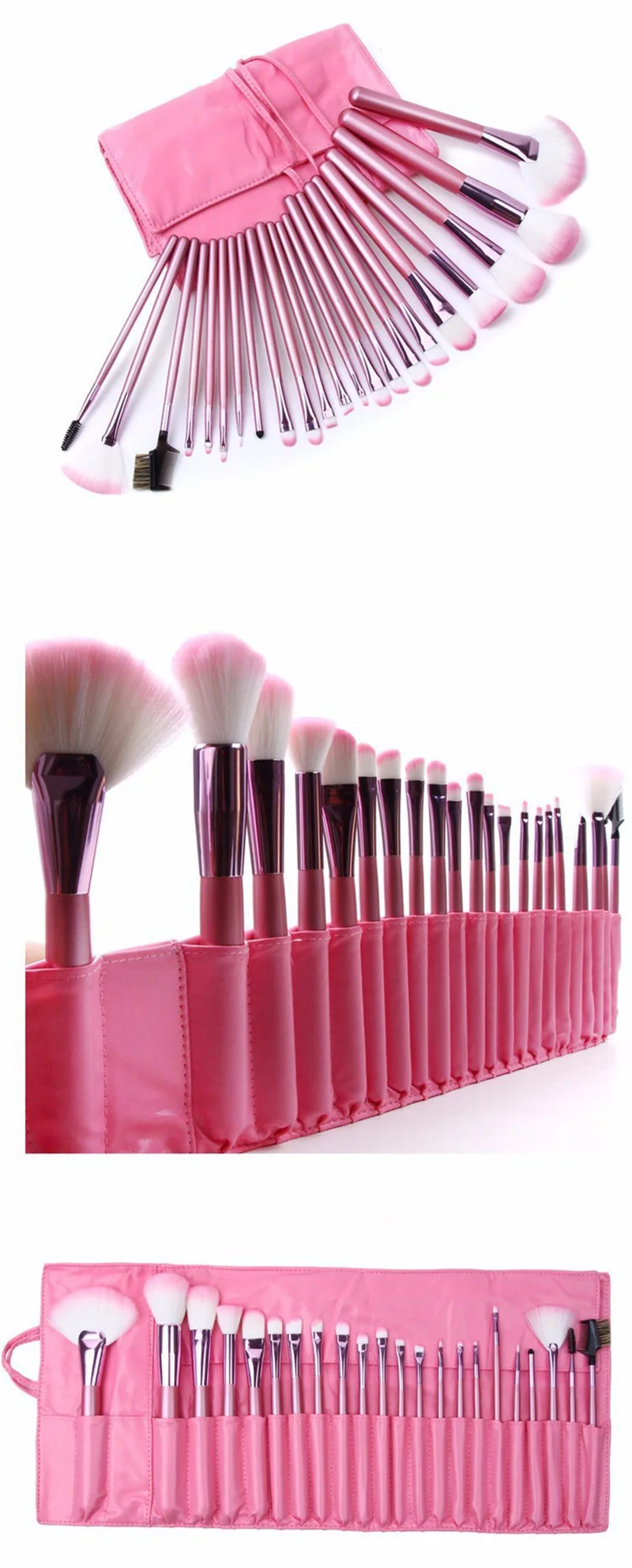 Профессиональные кисти для макияжа, набор для макияжа глаз, лица, косметические инструменты, кисти в комплекте, мягкая переносная Кисть для макияжа, Розовая полиуретановая сумка