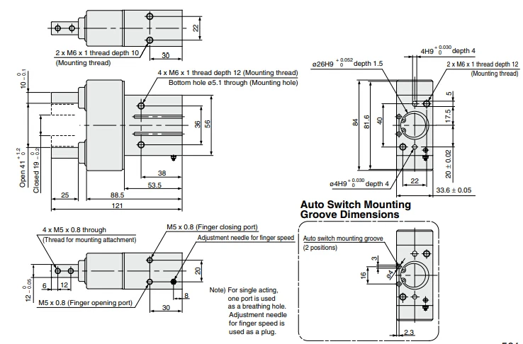 Guia de Slides Air Gripper Cilindro MHK2