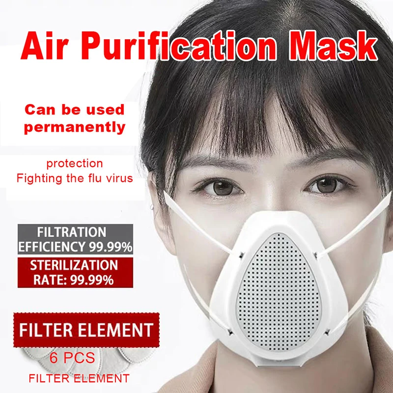 

N95 USB Charging Electric PM2.5 Haze Breathing Valve Filtering Comfortable Breathable Mask with 6 pcs Replacement Filter Cotton