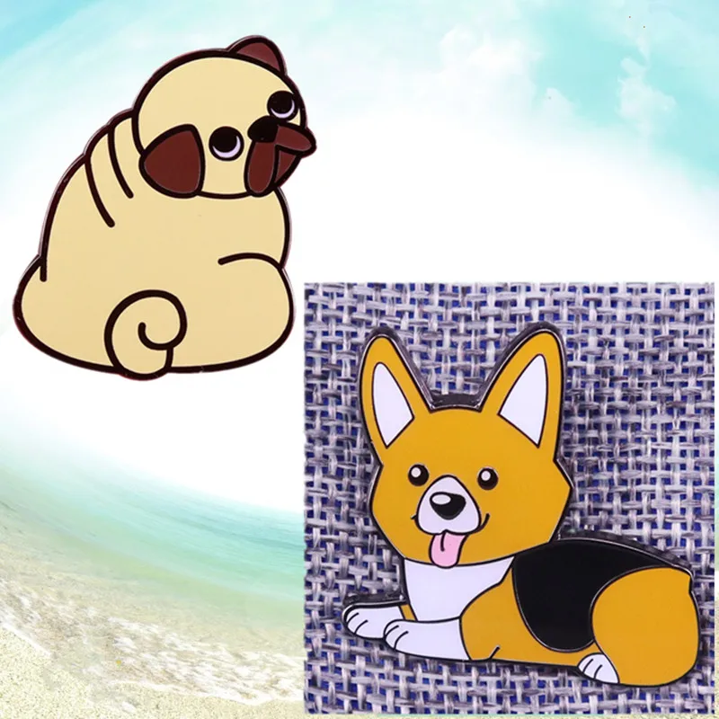 Cute Shiba Inu Dog pug Brooch Badge Puppy enamel pin | Украшения и аксессуары
